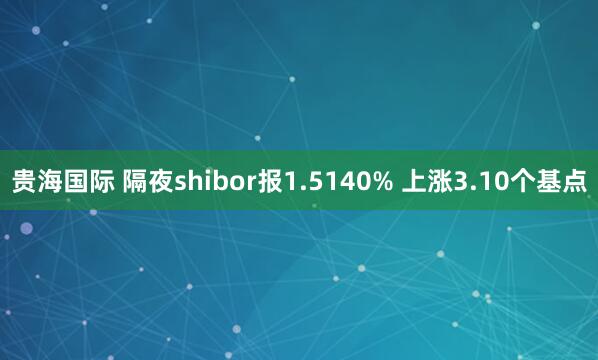 贵海国际 隔夜shibor报1.5140% 上涨3.10个基点