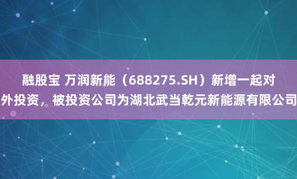 融股宝 万润新能（688275.SH）新增一起对外投资，被投资公司为湖北武当乾元新能源有限公司