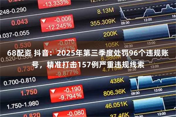 68配资 抖音：2025年第三季度处罚96个违规账号，精准打击157例严重违规线索